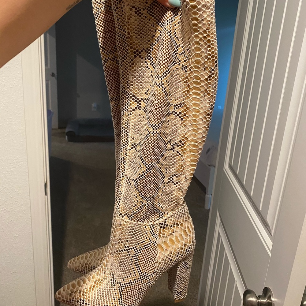 Snakeskin Knee High Boots